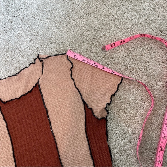 Shein Patchwork Crop Top Small Raw Hem Color Block Inverted Seam - Picture 9 of 9